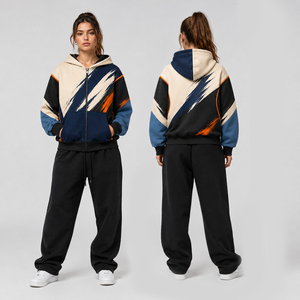 Sudadera con capucha personalizada con cremallera completa OEM, estilo urbano oversize, estampada por sublimación, de forro polar, para hombre y mujer - Product Image 2