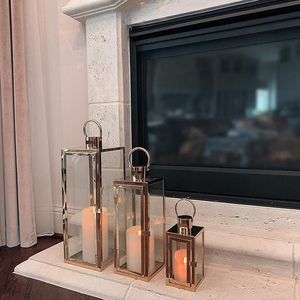 Stainless Steel <b>Lantern</b> <b>Set</b> of 3 Flameless Candle Holders for Home Decoration Wedding - Product Image 5