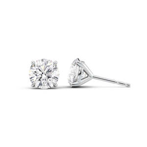Round Brilliant Cut Moissanite <b>Stud</b> Earrings Rhodium Plated 925 <b>Silver</b> Prong Setting Classic Unisex Engagement Jewelry - Product Image 3