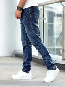 Nouveau jean en denim éco-responsable pour homme, taille mi-haute, coupe droite classique, décontracté, élastique, Bangladesh - Product Image 4