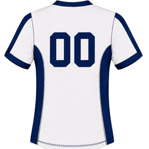 Camiseta de Rugby Blanca y Azul Marino de Manga Corta con Cuello en V, Uniforme de Equipo Personalizado, Transpirable, para Entrenamiento Deportivo - Product Image 2