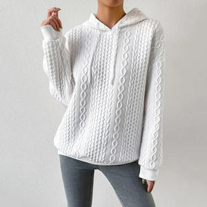Sudadera con Capucha Negra Extra Grande para Mujer, Tejida, de Color Sólido, con Mangas Largas y Bolsillos, para Otoño - Product Image 6