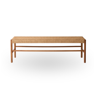 Banc tressé moderne avec assise en bois massif et chaise de salle à manger rembourrée en rotin pour villa, hôtel, maison, bureau, entrée – Mobilier - Product Image 2