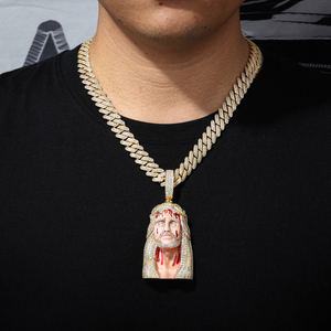 Collar de Lujo para Hombre con Colgante de Rastas con Diamantes Cultivados en Laboratorio de Plata 925, Estilo Hip Hop - Product Image 2