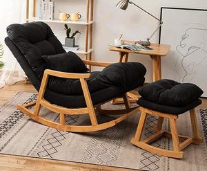 <b>Comfortable</b> Well Cushioned Rocking Chair with Footrest | Mid-Century Rocking Chair for All with Soft, Durable Cushioned - Product Image 1