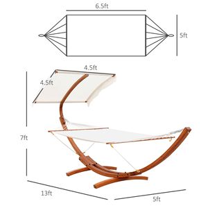 "Extra Wide 2 Person Arc <b>Hammock</b> with Canopy & Steel Stand for Backyard Relaxation" - Product Image 3