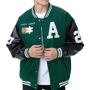 เสื้อแจ็คเก็ตวาร์ซิตี้แบบกำหนดเองสำหรับผู้ชาย ผ้าขนสัตว์ผสม แขนหนัง ปักลายตัวอักษร เสื้อแจ็คเก็ตเลตเตอร์แมน เสื้อแจ็คเก็ตเบสบอลสำหรับวิทยาลัย ผู้จำหน่าย - Product Image 6