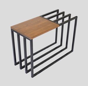 Jarrón Cuadrado de Madera con Base de Metal para Exhibición Floral, Macetero Moderno, Linea Exports Inc LE-MW0007 - Product Image 5
