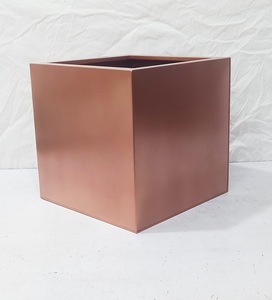 Jardinière carrée en métal de luxe, finition cuivre, pot de fleurs décoratif pour l'intérieur et l'extérieur, pour la maison, le bureau, l'hôtel, le jardin, l'aménagement paysager - Product Image 3