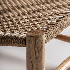 <b>Rustic</b> Coastal Outdoor Lounge <b>Chair</b> Solid Teak All-Weather Woven Rope Seat & Back Open Weave Design Luxury Resort Furniture - Product Image 5