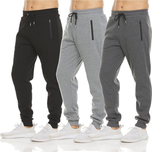 Pantalon de jogging gris pour homme, coupe slim, en tissu écologique, avec cordon de serrage à la taille et poignets élastiques - Product Image 6