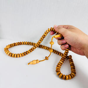 Rosario Misbah Original de 100 Cuentas, Pulido, de Alta Calidad, Personalizado, Católico, de Madera de Teca Amarilla Antigua, para Oración, Tasbeeh, Uso Religioso - Product Image 1