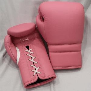 Guantes de Boxeo Profesionales de Primera Calidad, de Cuero Vacuno Rosa Genuino, Todas las Tallas, con Cordones, para Entrenamiento - Product Image 1