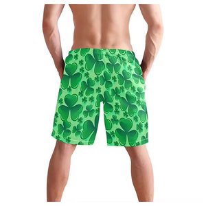 Shorts de bain sportifs pour hommes en coton vert écologique avec cordon de serrage, séchage rapide, taille élastique - Product Image 1
