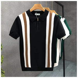 Chemise Polo Homme Tricotée Rayée de Luxe à Manches Courtes et Col Revers – Nouvelle Collection Été de Haute Qualité - Product Image 1