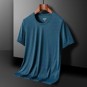T-shirt de sport respirant en soie/coton à séchage rapide pour homme, coupe ajustée, maille glacée, manches courtes, grande taille, course à pied, fitness, écologique, 8XL - Product Image 6