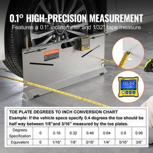 Lot de 2 outils d'alignement de roues en acier inoxydable haute précision (0,1 degré) avec jauge de carrossage/rotation/écartement magnétique - Product Image 2