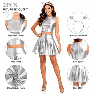 Costume d'<span class=keywords><strong>abeille</strong></span> <span class=keywords><strong>sexy</strong></span> unisexe Baige en tissu polyester, mini-jupe, tenue de cosplay, fête d'Halloween, performance scénique moderne, tailles M-XL - Product Image 1