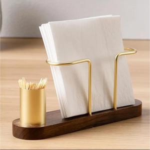 Support de serviettes rond en bois doré, accessoires de décoration de table, fournitures de restaurant, porte-mouchoirs, prix abordable - Product Image 4