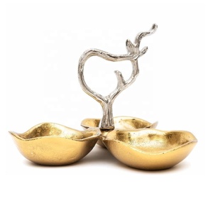 Cuenco para servir martillado dorado con diseño de hoja de plata, cuenco para frutas, aperitivos, nueces, uso de Hotel y restaurante, decoración de mesa, cuenco de decoración para servir - Product Image 2