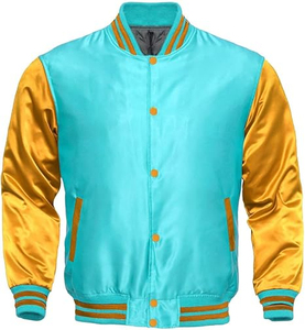 Chaqueta Varsity de Moda de Alta Calidad, Estilo Starter para Hombre, Blanca y Azul, Chaqueta de Satén o Lana con Logotipo Personalizado para un Look Elegante - Product Image 6