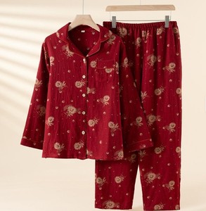Women's 100% Cotton Floral Printed Long Sleeve Pajama Set Turn-down Collar Full Length Soft <b>Woven</b> Sleepwear Spring Classic Style - Product Image 6