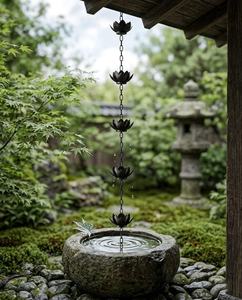 Elegant Lotus <b>Cup</b> Metal Rain Chain for Rainwater Control - Product Image 6