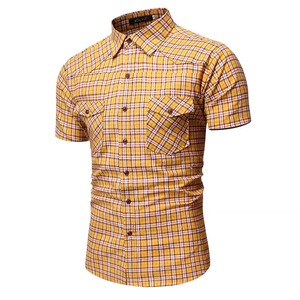 Chemise en coton respirant à manches courtes et coupe oversize pour homme, motif tartan sergé, idéale pour les sports de plein air, la randonnée urbaine, l'escalade, la chasse, le printemps - Product Image 3