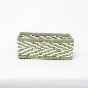 ชุดตะกร้าสานทรงสี่เหลี่ยมผืนผ้าสีเขียว 3 ใบ รุ่น HOT เป็นมิตรกับสิ่งแวดล้อม สไตล์วินเทจ สำหรับจัดเก็บของตกแต่งบ้าน Viettimecraft - Product Image 3