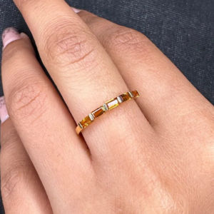 18K Gold <b>Citrine</b> Baguette Birthstone <b>Ring</b> with Bezel Setting - Product Image 6
