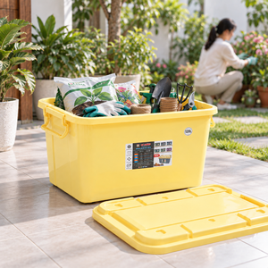 Caja de Almacenamiento Portátil de Plástico para Exteriores de 120L, con Tapa y Cierre a Presión, para Camping, Picnic, Jardín, Organizador de Herramientas Resistente - Product Image 1