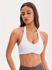 Backless High Support Sports Bra Women Front Logo Eco-Friendly Seamless Gym Wear Halterneck Exercise Clothing Private Label - Product Image 3