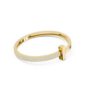 Bracelet tennis en or rose pour femme, pavé de moissanite ronde avec breloque croix - Product Image 5