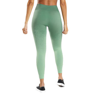 Leggings de yoga sans couture vert sauge à taille en V, collants de compression pour la gym, 100 % polyester, respirants, séchage rapide, légers - Product Image 3