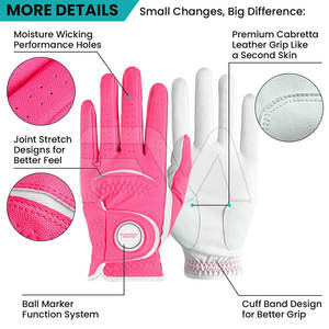 Guantes de golf ajustables de cuero genuino, diseña tu propio producto, guantes de golf con protección UV para hombre - Product Image 2