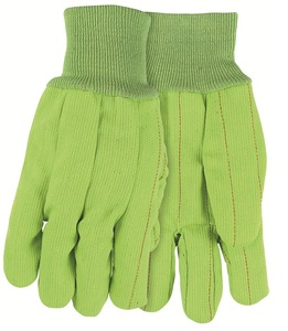 Gants robustes réutilisables en coton cordé vert haute visibilité pour l'industrie, l'entrepôt, l'agriculture et le jardinage, avec double paume cordée - Product Image 5