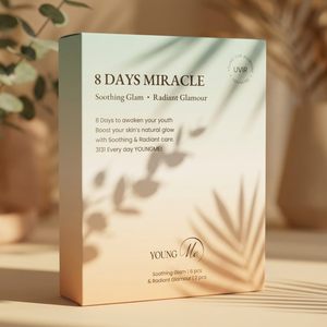 Masque en tissu apaisant sans parfum Youngme 8 Days Miracle, 8 pièces, format familial jumbo, à l'aloe vera et à la centella, pour tous types de peaux. - Product Image 1