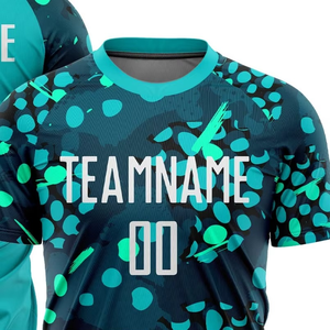 Maillot de football personnalisé sublimé, col rond, manches courtes, polyester respirant, motif à pois, vêtements de sport toutes saisons - Product Image 3
