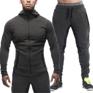 Ensemble de survêtement unisexe color block ajusté 2 pièces avec logo personnalisé, survêtement de sport zippé pour homme, ensemble de jogging uni - Product Image 4
