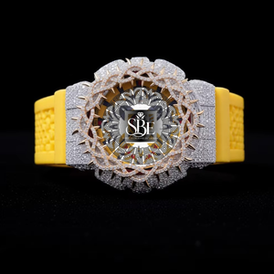 Reloj de Pulsera de Cuero Azul de Primera Calidad con Diamantes Incrustados para Oficina, Fiestas y Eventos Nocturnos, Disponible para Exportación - Product Image 3