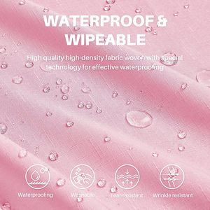 Waterproof Rectangular Linen Tablecloth Pink Textured <b>Dining</b> <b>Table</b> <b>Cover</b> Wrinkle-Free and Wipeable - Product Image 3