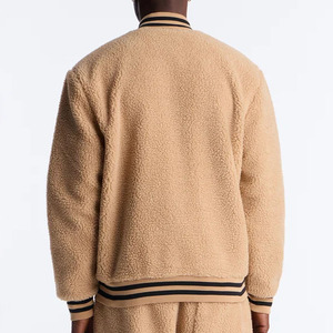 Blousons de baseball décontractés pour hommes, personnalisés OEM, vierges, brodés, en toile, style universitaire, avec doublure Sherpa, pour l'hiver, à boutons, écologiques - Product Image 3