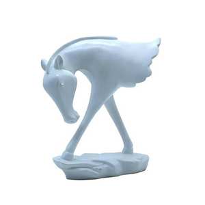 Decoración Moderna Abstracta de Animales para Sala de Estar, Repisa, Mesa, Arte Minimalista, Escultura de Caballo de Cerámica Blanca - Product Image 3