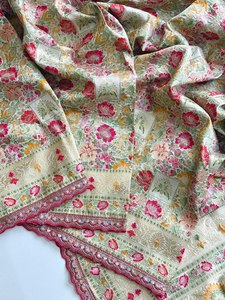 Sari en soie de Cachemire Pashmina Grace Royal, traditionnel, élégant, pour mariage, avec richement orné, et pièce de chemisier assortie, taille XL - Product Image 4