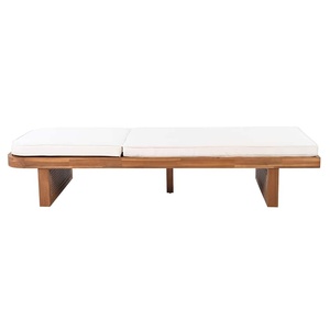 Chaise longue d'extérieur en teck moderne, minimaliste, pour patio, au bord de la piscine, pour se détendre - Product Image 5