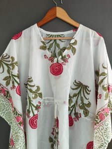 Robe longue kaftan en pur coton, imprimé floral indien, kimono d'été confortable, décontracté, doux, pour la maternité et la plage, imprimé hiver uniquement - Product Image 4