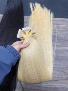 100% Remy Virgin Human Hair Straight Double Drawn Skin Pu Slim Hair Extensions Tape in Slim Pu Tape in Hair Extensions - Product Image 2