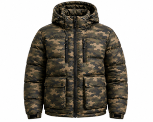 Custom Men's <b>Camo</b> Puffer <b>Jacket</b> Hooded Quilted Winter Outdoor <b>Jacket</b> Full Zip Insulated Warm Coat Streetwear Wholesale Apparel - Product Image 4