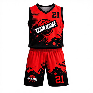 Uniforme de Baloncesto de Primera Calidad para Hombre, Uniforme Rojo Personalizado, Uniforme Deportivo Personalizado - Product Image 1