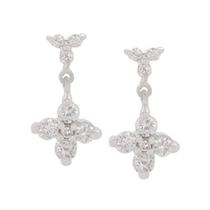 0.60 CT Diamond Freshwater Pearl Clover <b>Stud</b> <b>Earring</b> 18K Gold Luxury - Product Image 3